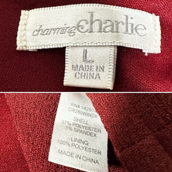 Charming Charlie Maroon Red Shift Dress Short Sleeve Women’s Size Large Girly - Picture 11 of 11